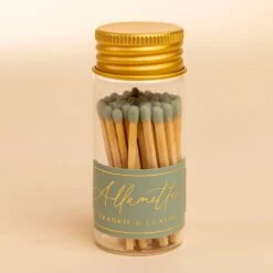 Sage Green Mini Glass Match Jar
