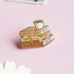 Tea And Books Enamel Pin