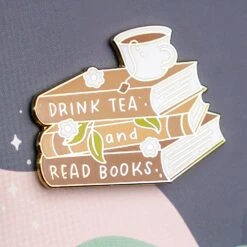 Tea And Books Enamel Pin -Deals Home Avenues Store Tea and Books Enamel Pin 00004